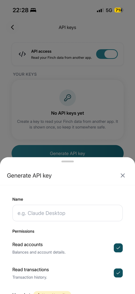 Finch app: Name your key